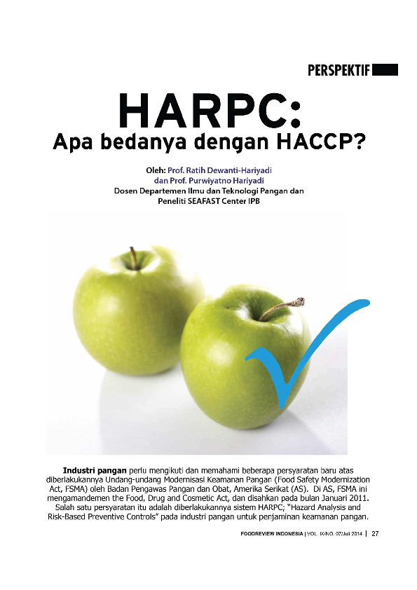 (PDF) HARPC: Apa Bedanya dengan HACCP?