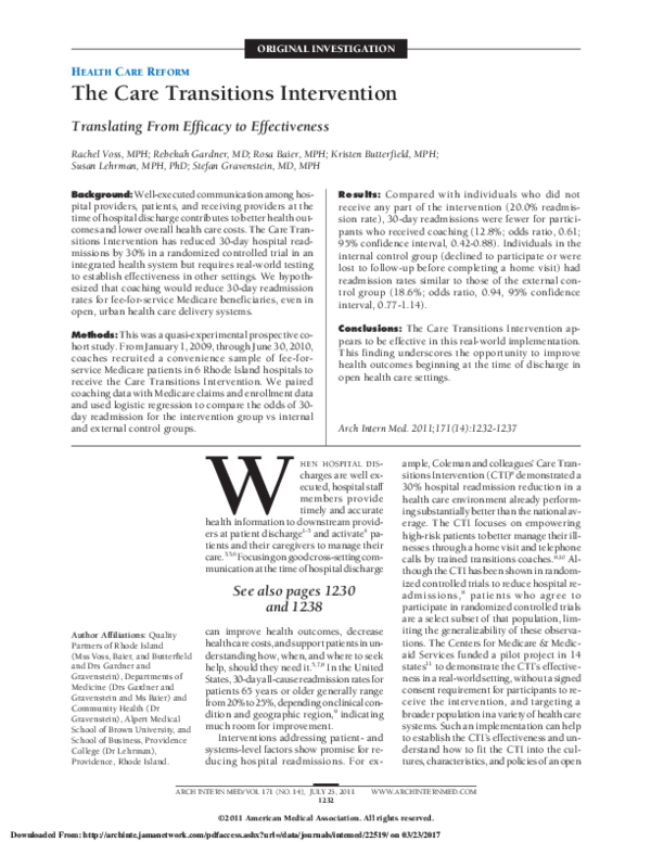 (PDF) The Care Transitions Intervention