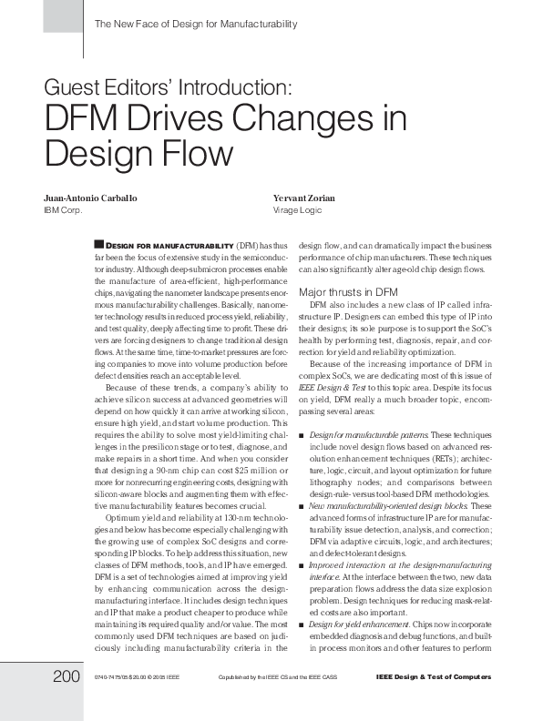 (PDF) Guest Editors' Introduction: DFM Drives Changes in Design Flow