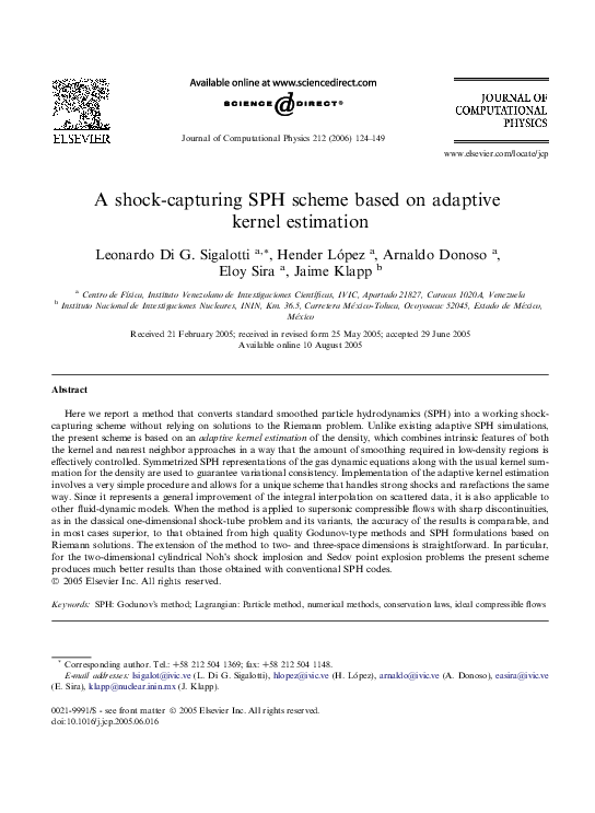(PDF) A shock-capturing SPH scheme based on adaptive kernel estimation