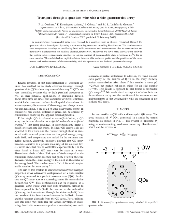 (PDF) Transport through a quantum wire with a side quantum-dot array