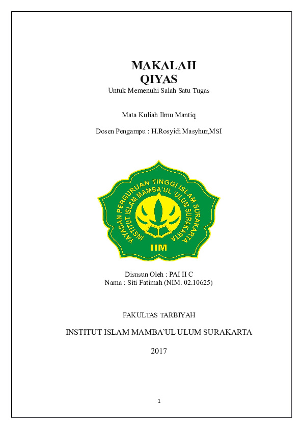 Doc Ilmu Mantiq Qiyas Arum Prasetyowati Academia Edu