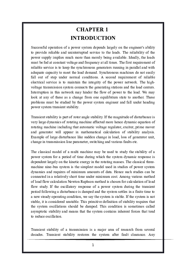 (DOC) Transient stability analysis of IEEE 9 bus power system