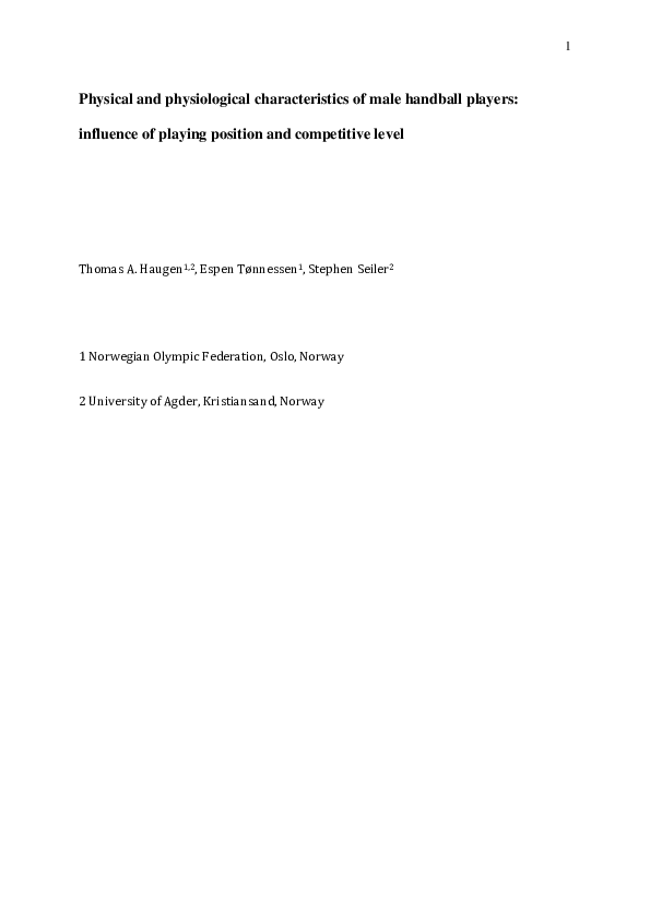 (PDF) Physical and physiological characteristics of male handball players influence of playing