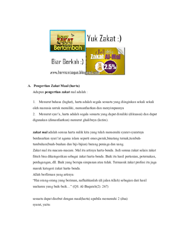 Doc Pengertian Zakat Maal Alfa Tuasikal Academia Edu