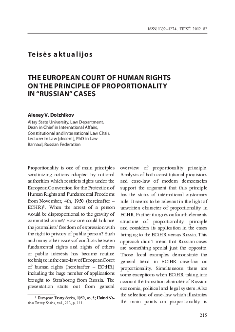 (PDF) Dolzhikov, A. The European Court of Human Rights on the Principle ...