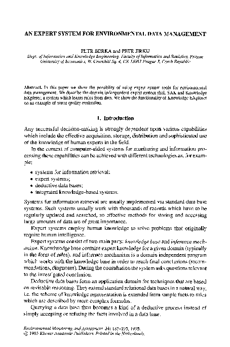 (PDF) An expert system for environmental data management