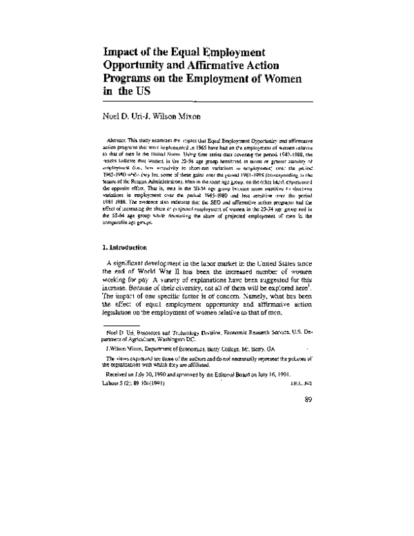 (PDF) Impact of the Equal Employment Opportunity and Affirmative Action ...