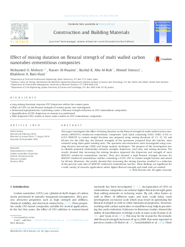 (PDF) Effect of mixing duration on flexural strength of multi walled ...