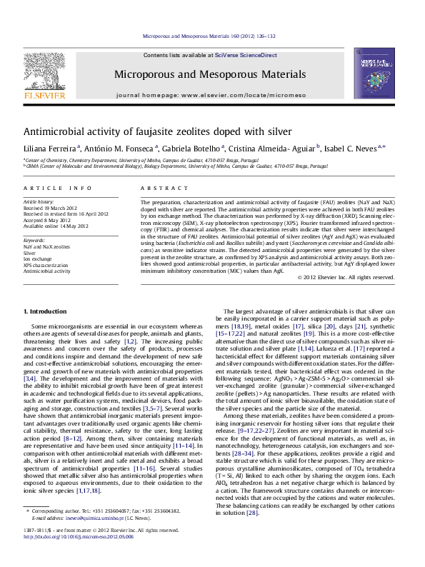 (PDF) Antimicrobial activity of faujasite zeolites doped with silver