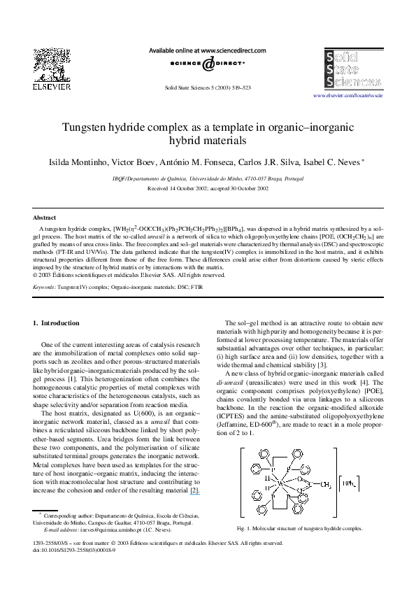 (PDF) Tungsten hydride complex as a template in