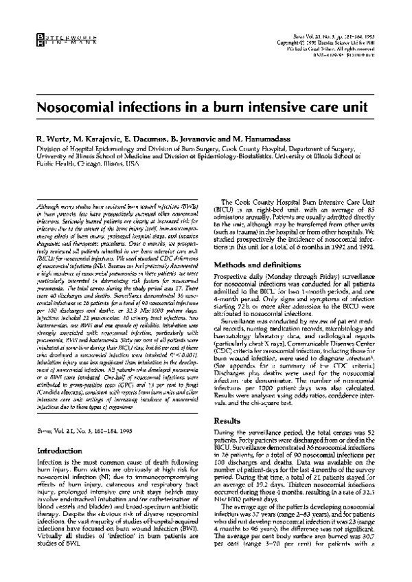 (PDF) Nosocomial infections in a burn intensive care unit