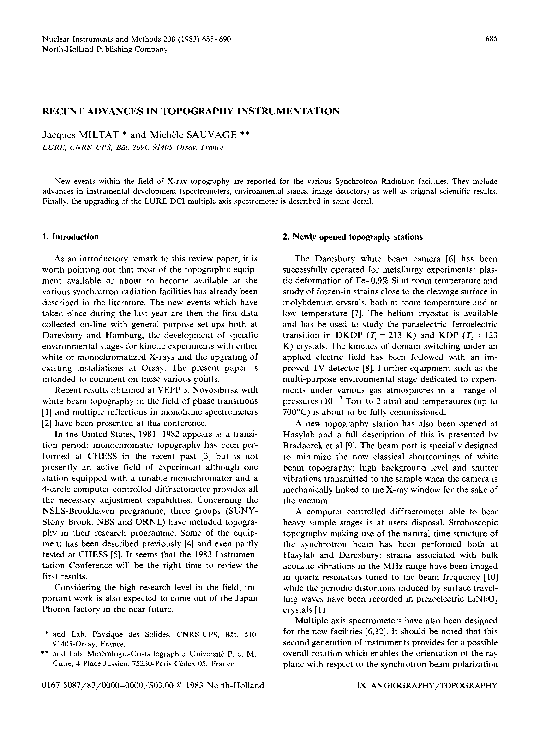 (PDF) Recent advances in topography instrumentation