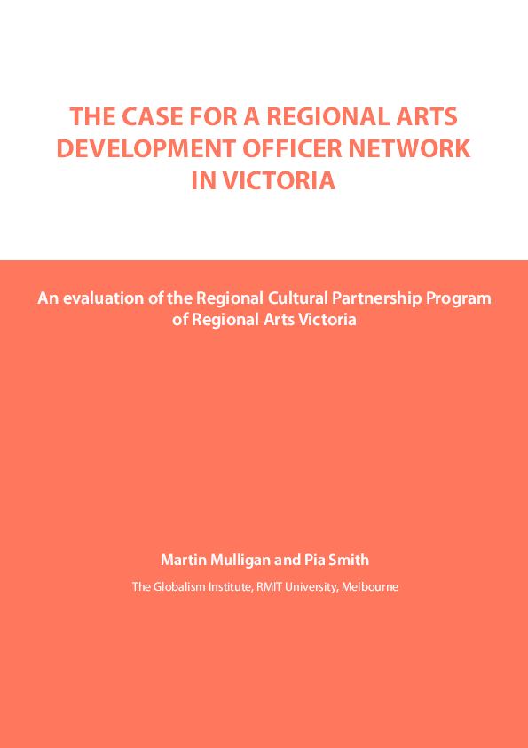 (PDF) THE CASE FOR A REGIONAL ARTS DEVELOPMENT OFFICER NETWORK IN VICTORIA