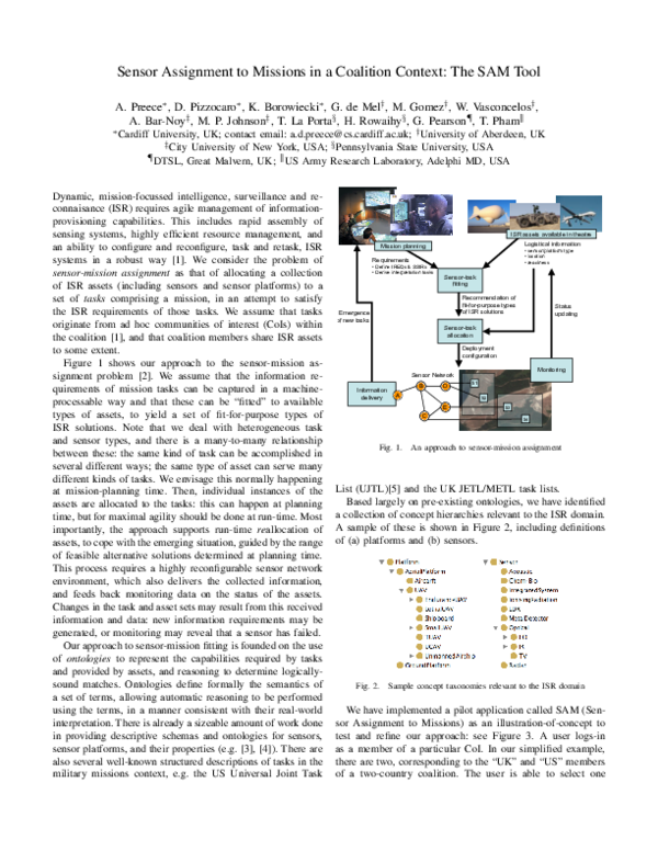 (PDF) Sensor Assignment to missions in a coalition context: The SAM tool