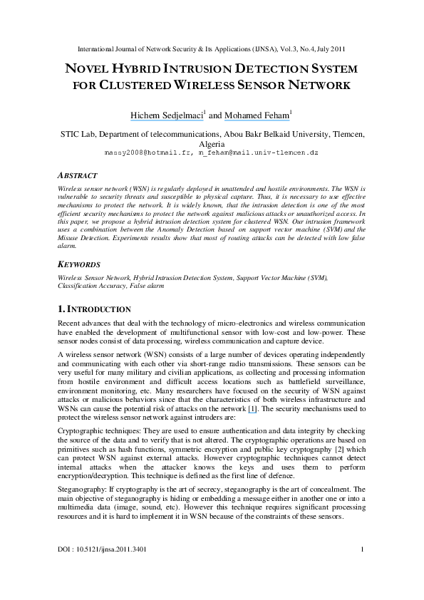 (PDF) Novel Hybrid Intrusion Detection System For Clustered Wireless ...