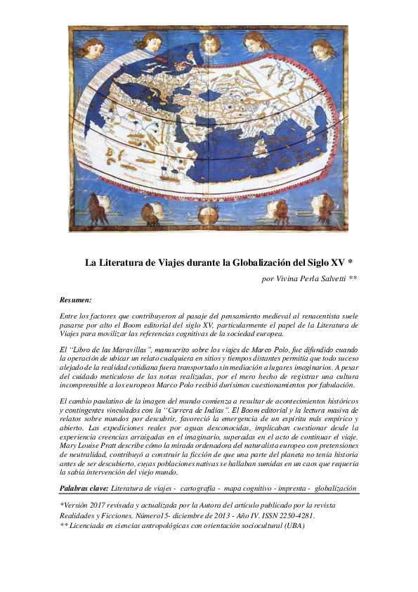 (PDF) La Literatura de Viajes durante la Globalización del Siglo XV