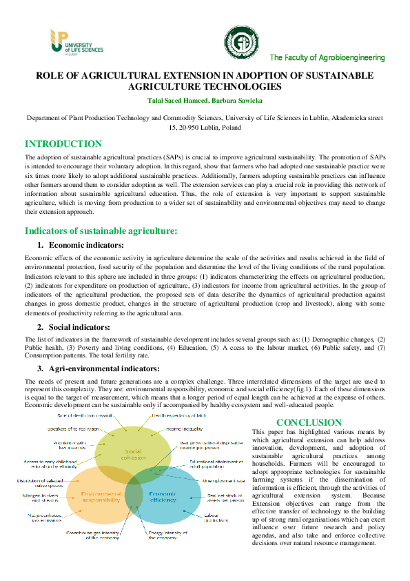 (PDF) ROLE OF AGRICULTURAL EXTENSION IN ADOPTION OF SUSTAINABLE ...