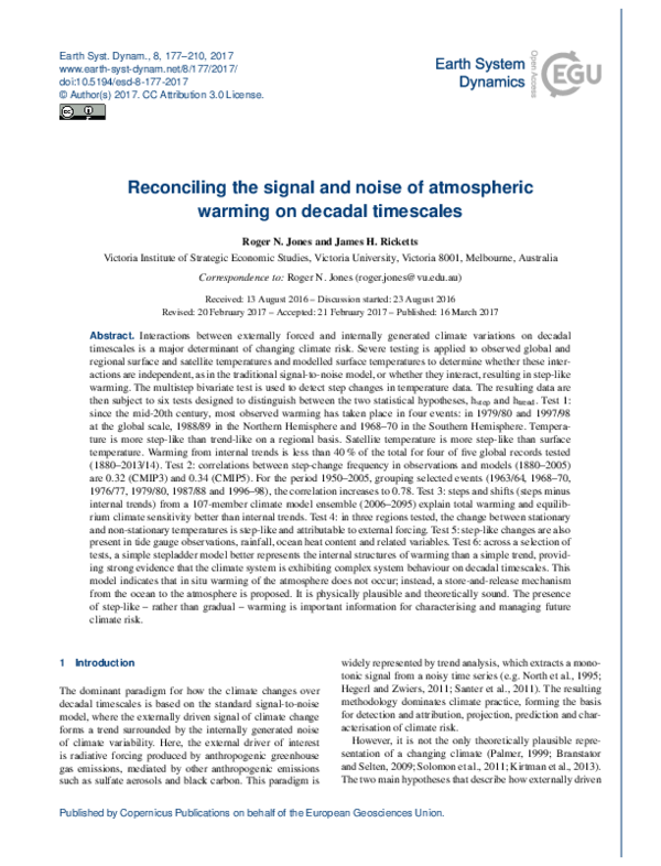 Reconciling the signal and noise of atmospheric warming on decadal timescales