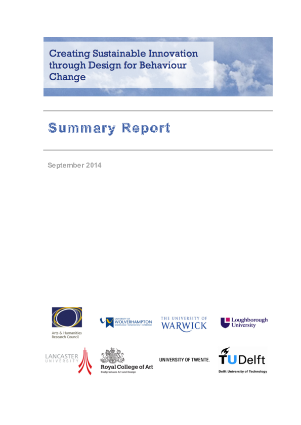 (PDF) Creating Sustainable Innovation through Design for Behaviour ...