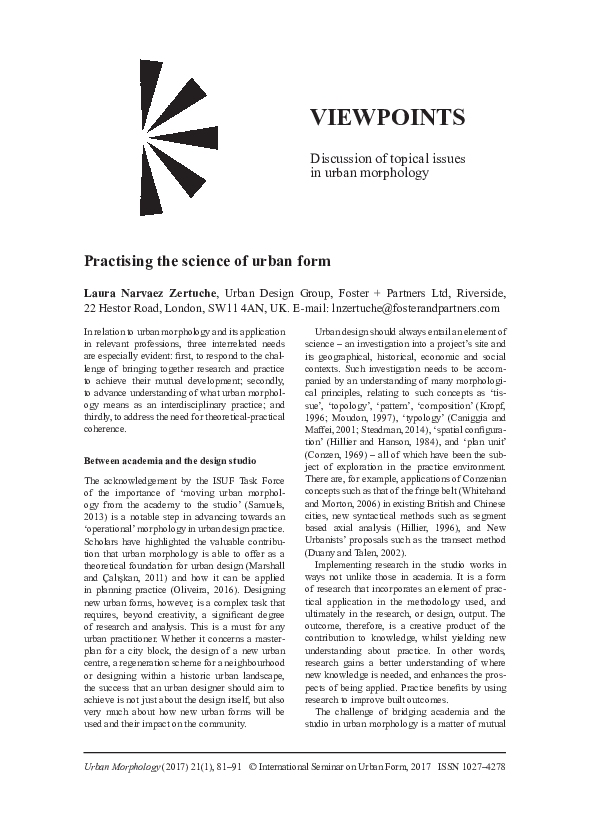 (PDF) Practising the Science of Urban Form Laura Narvaez Academia.edu