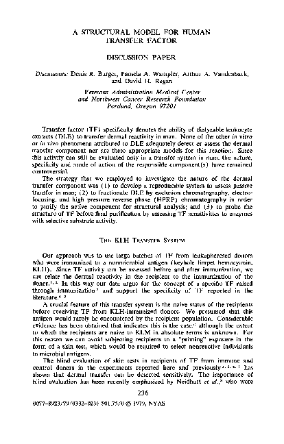 (PDF) A Structural Model for Human Transfer Factor