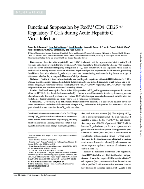(PDF) Functional Suppression by FoxP3 + CD4 + CD25 high Regulatory T ...