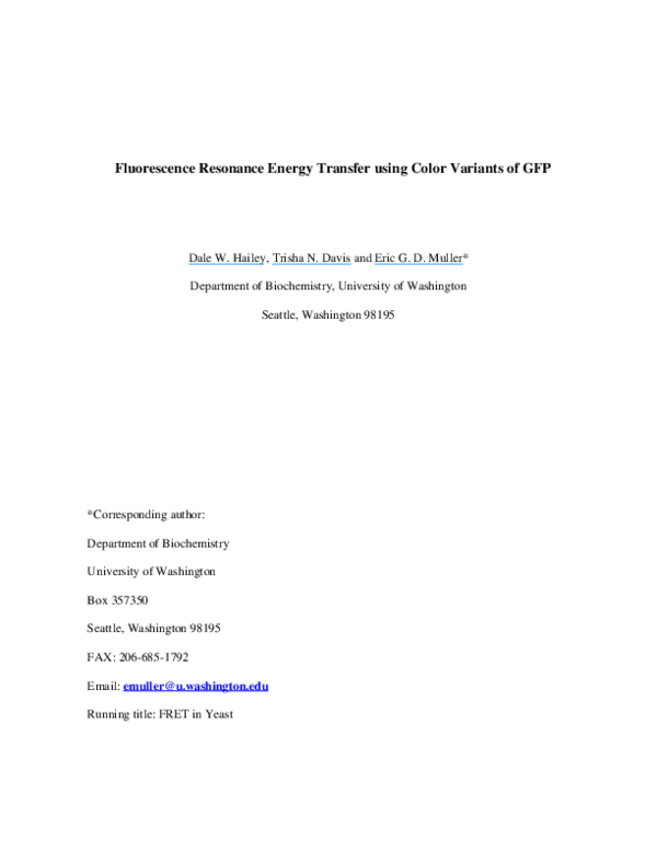(PDF) Fluorescence resonance energy transfer using color variants of ...