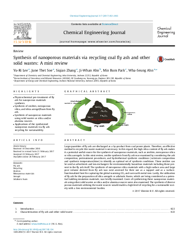 (PDF) Synthesis of nanoporous materials via recycling coal fly ash and ...