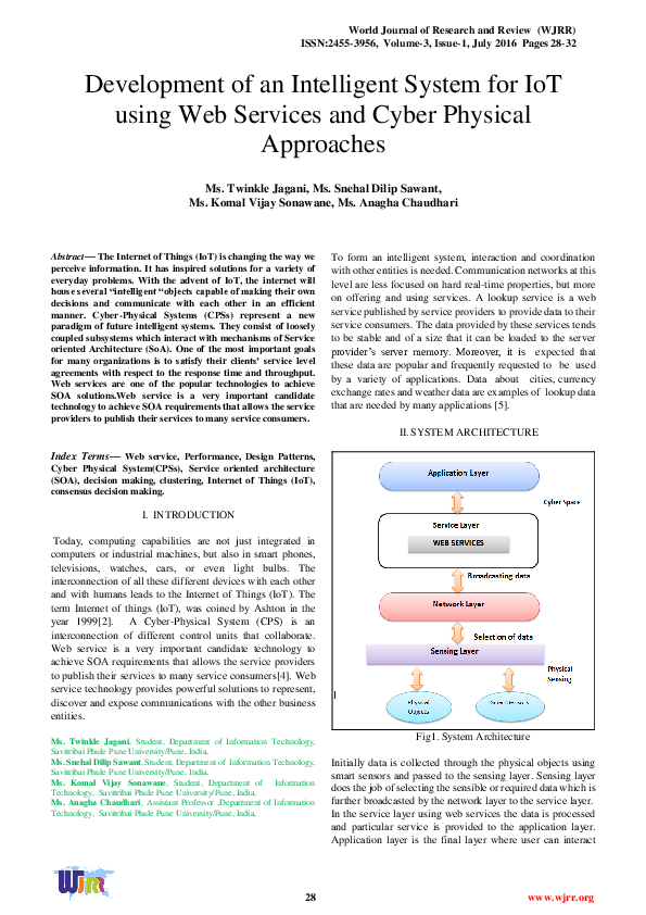 (PDF) Development of an Intelligent System for IoT using Web Services ...