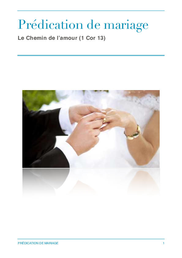 (PDF) Prédication de mariage 1 Cor. 13 25 Mars 2017 Guy Liagre
