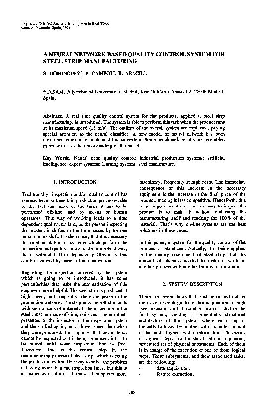 (PDF) A Neural Network Based Quality Control System for Steel Strip ...