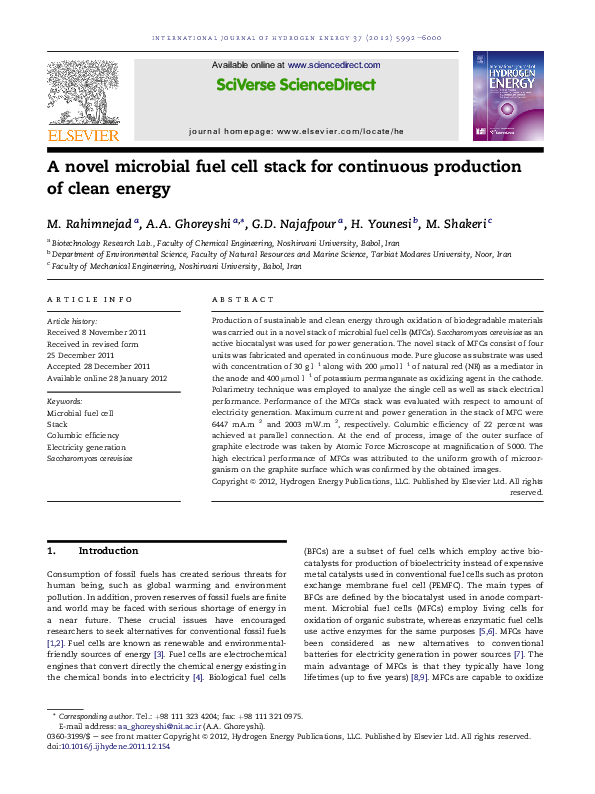 (PDF) A novel microbial fuel cell stack for continuous production of