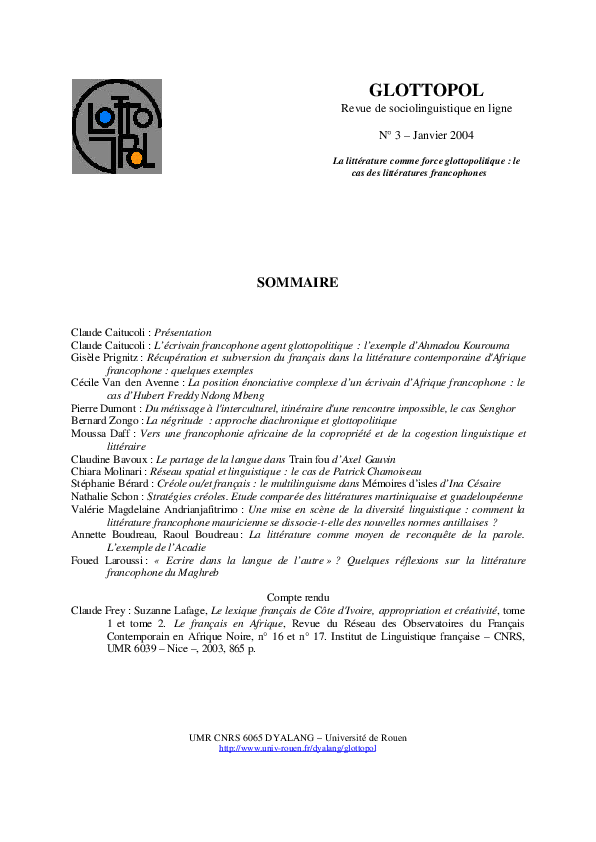 (PDF) La littérature comme reconquête de la parole. L'exemple de l