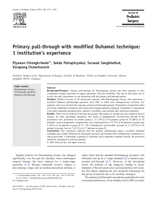(PDF) Primary pullthrough with modified Duhamel technique 1