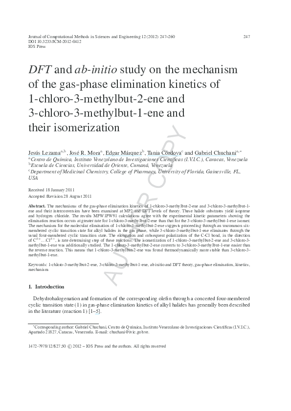 (PDF) DFT and ab-initio study on the mechanism of the gas-phase ...