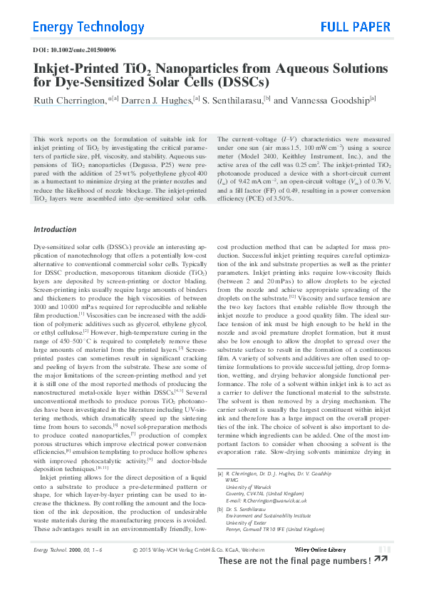 (PDF) Inkjet-Printed TiO 2 Nanoparticles from Aqueous Solutions for Dye ...