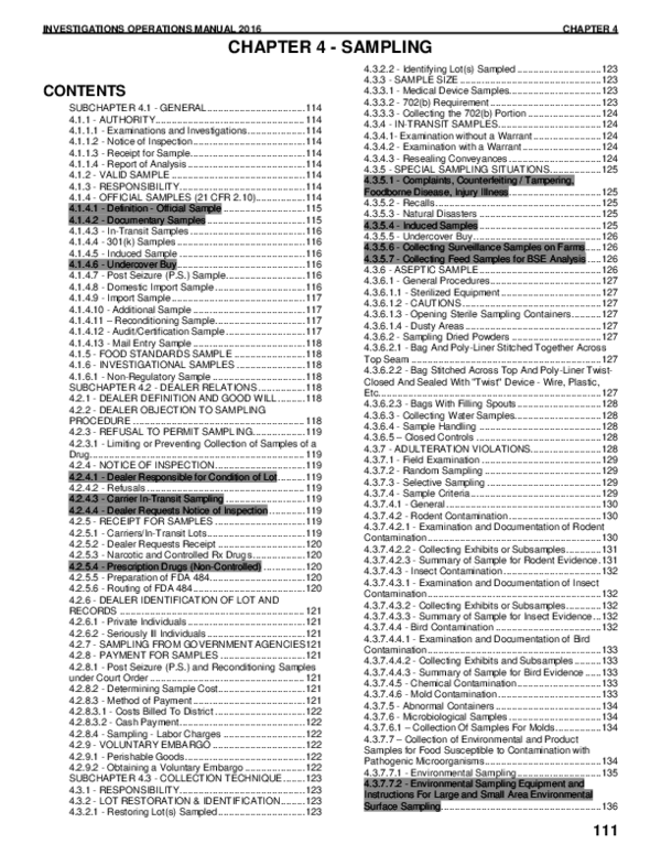 (PDF) INVESTIGATIONS OPERATIONS MANUAL 2016 CHAPTER 4 CHAPTER 4 -SAMPLING