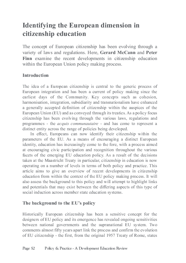 (PDF) Identifying the European dimension in citizenship education ...