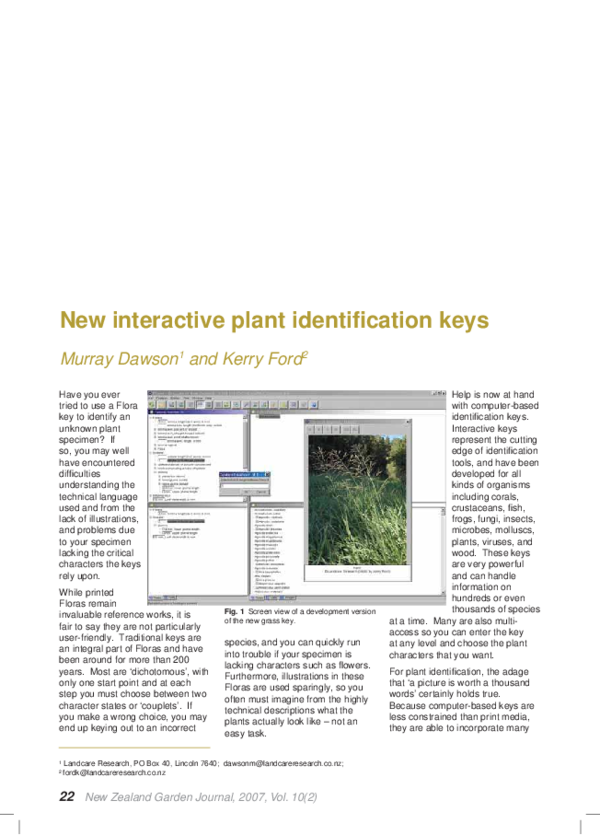 (PDF) New interactive plant identification keys Murray Dawson Academia.edu