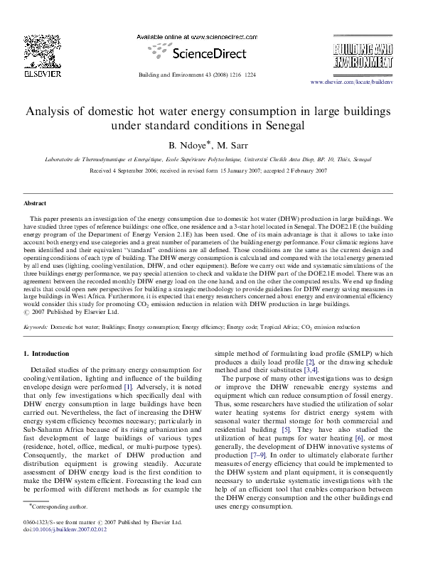 (PDF) Analysis of domestic hot water energy consumption in large ...