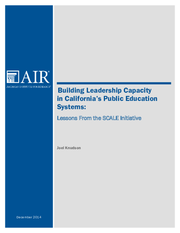 (PDF) Building Leadership Capacity in California's Public Education ...
