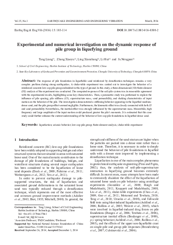 (PDF) Experimental and numerical investigation on the dynamic response ...