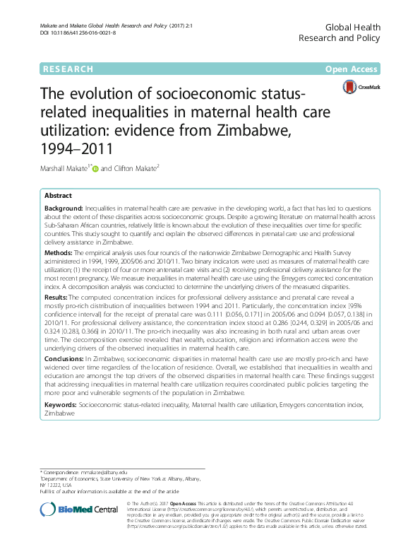 (PDF) The evolution of socioeconomic statusrelated inequalities in
