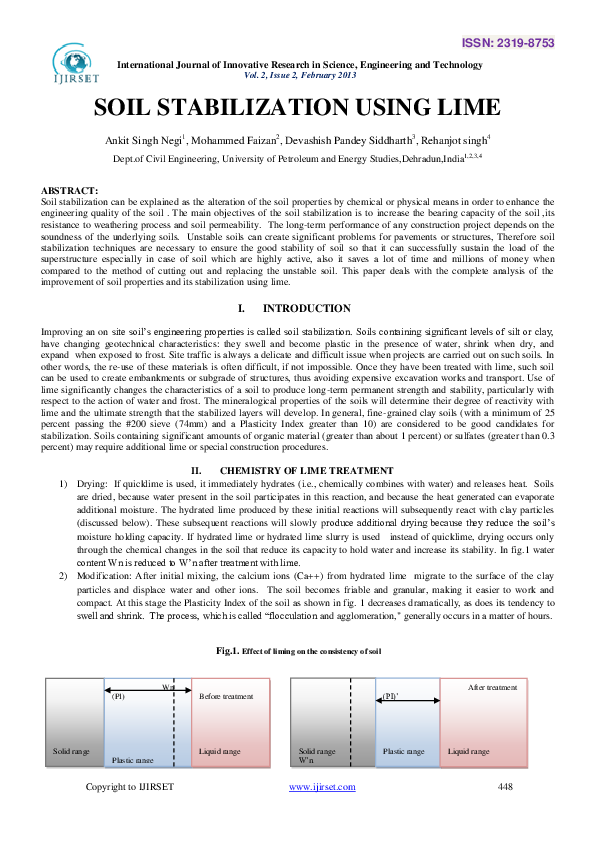 (PDF) SOIL STABILIZATION USING LIME Atul Verma Academia.edu