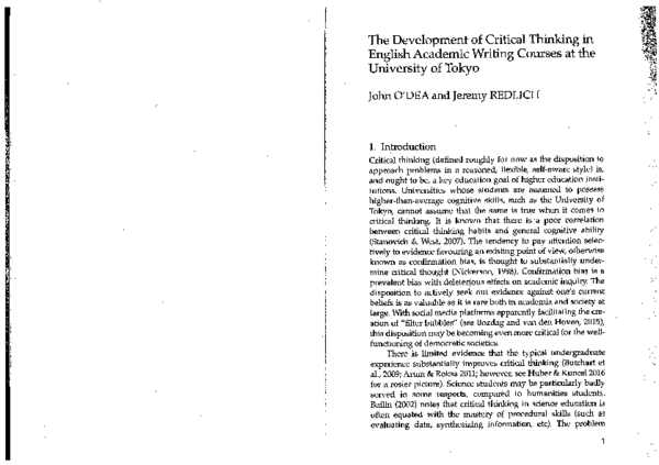 (PDF) The Development of Critical Thinking in English Academic Writing ...