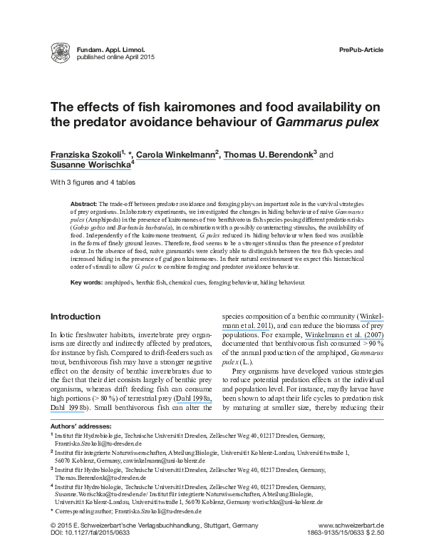 (PDF) The effects of fish kairomones and food availability on the ...