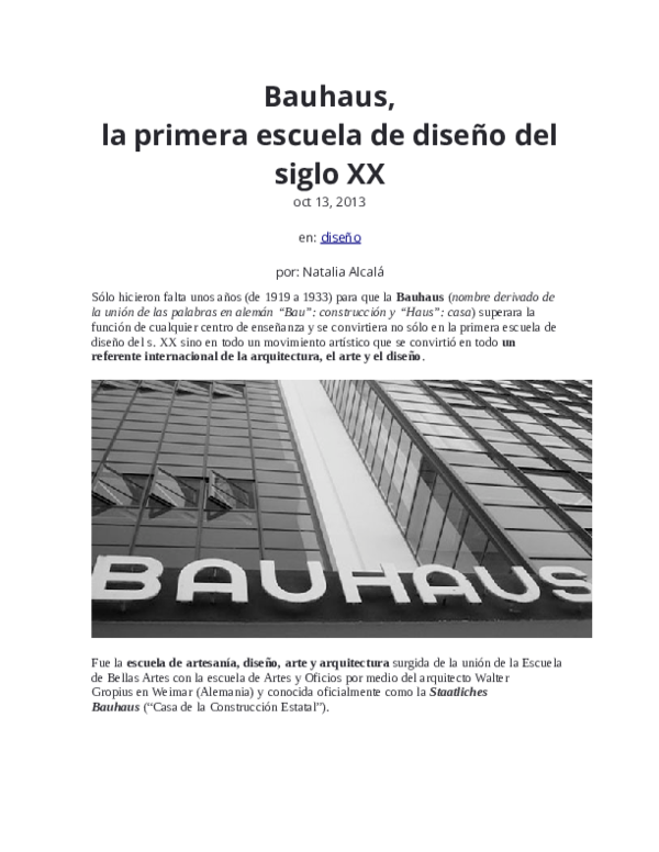 (DOC) BAUHAUS SUS ETAPAS EN EL DISEÑO DE ARTE Mirtha Fernández