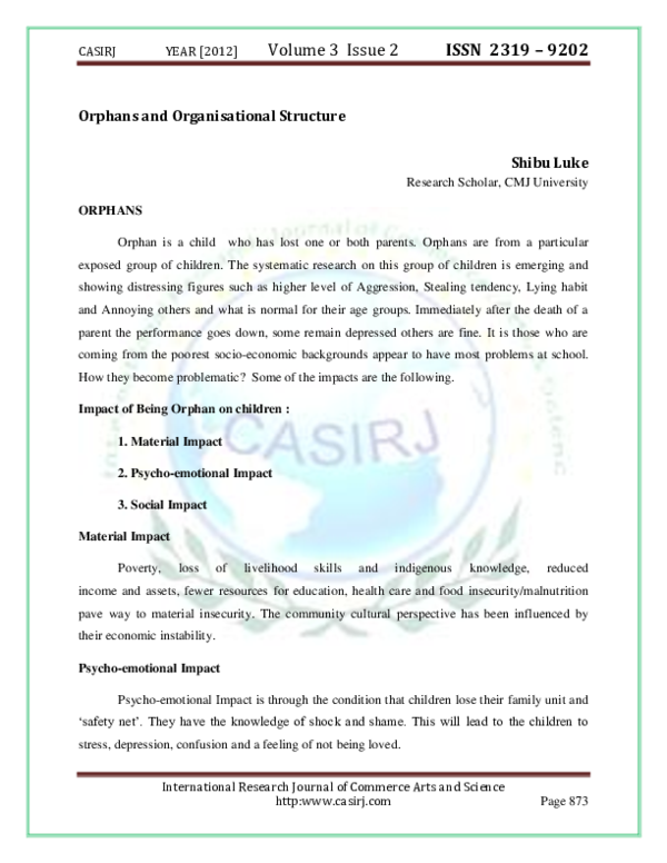 (PDF) Orphans and Organisational Structure