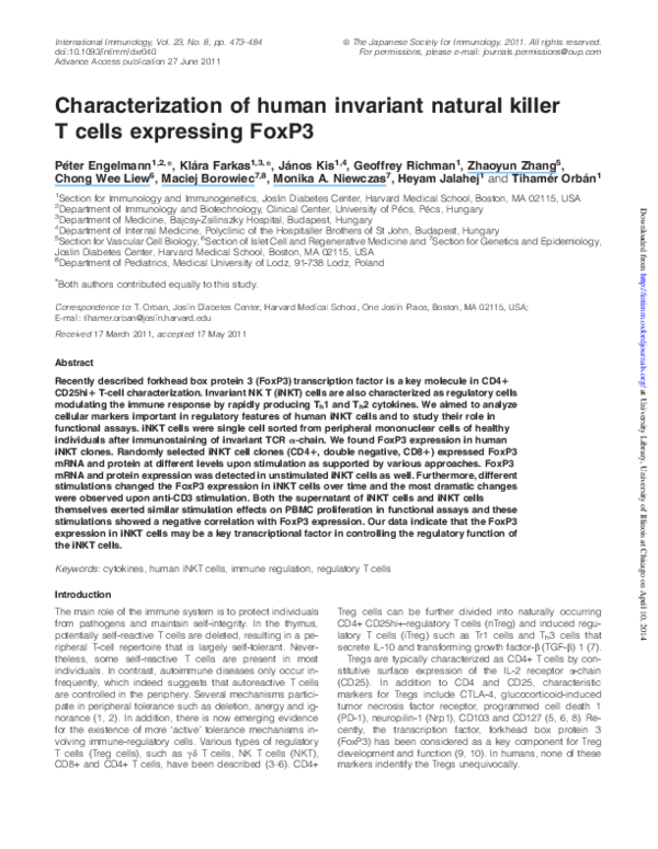 (PDF) Characterization of human invariant natural killer T cells ...
